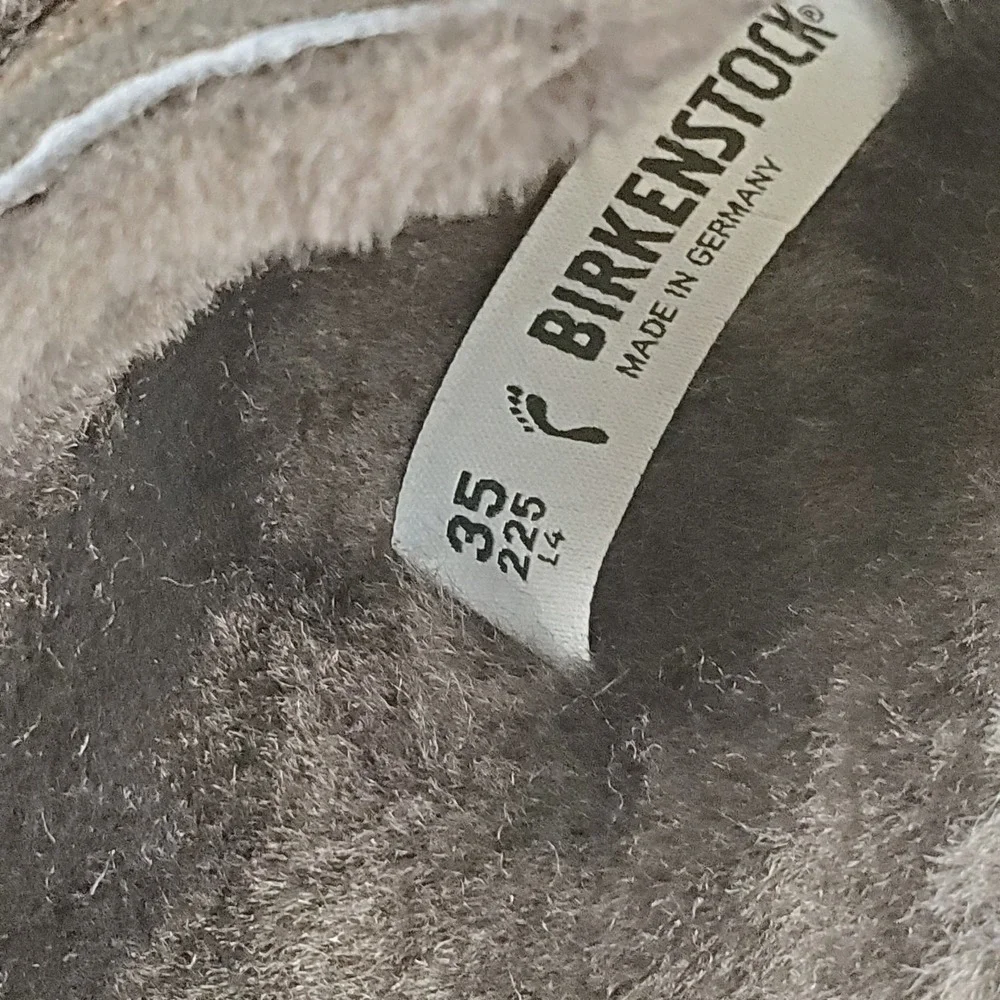 Birkenstock Arizona Shearling Womens Sandals Sz 4 Mocca Suede Leather Slip‎ On